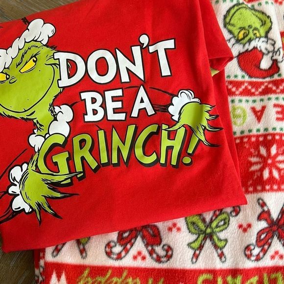 No Brand Other - Grinch “Don’t Be A Grinch” Pajama Set Small 4 6 Matching Christmas